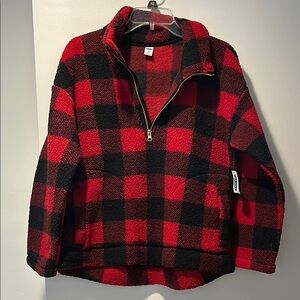 New with tags. Cozy Red and Black Checkered Women’s Sherpa Jacket